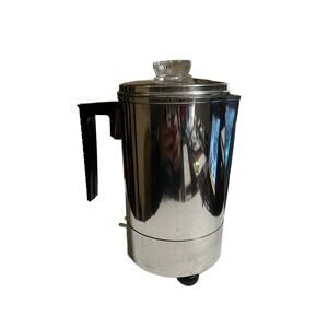 VTG Empire Stainless Steel 3 Cup Electric Peculator with Cord and Parts Complete